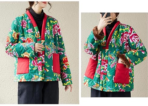 Amazon | [NEZIH] 中綿 ジャケット レディース 民族風